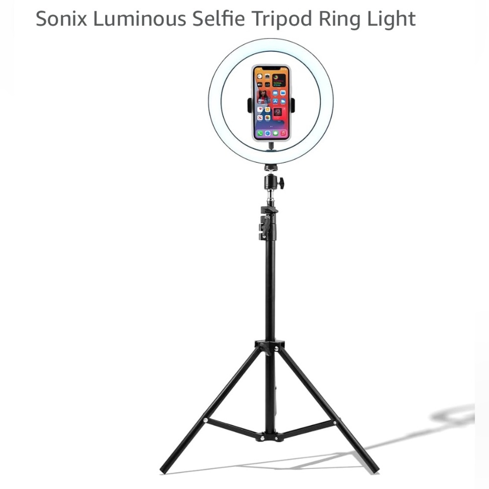 Sonix Black Luminous Selfie Ring Light with Tripod and Phone Mount